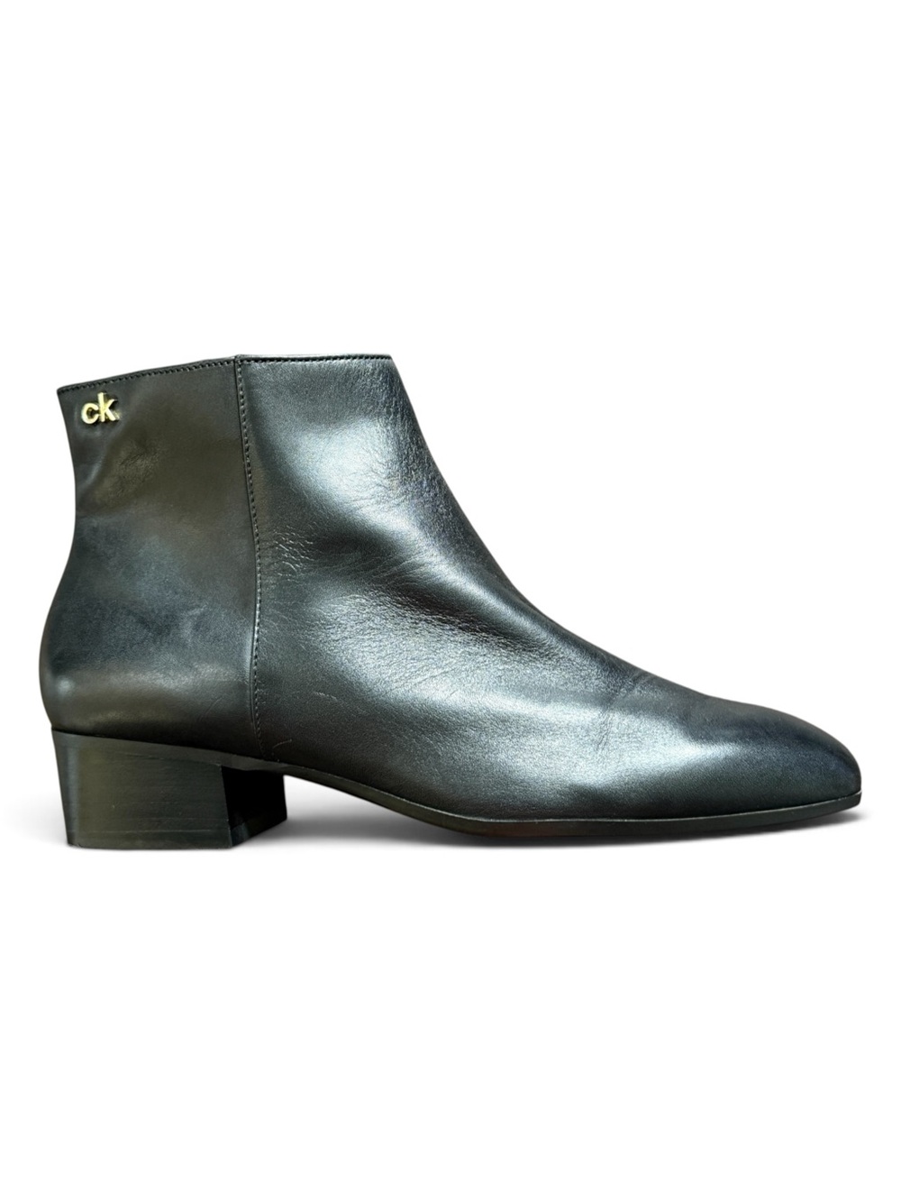 CALVIN KLEIN Jipsey Black Leather  Ankle Boots Size 9.5 Women